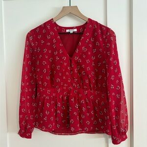 Madewell Red Floral Blouse